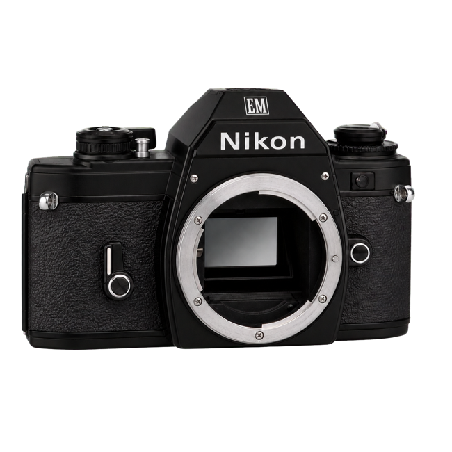 All-black Nikon EM film camera body